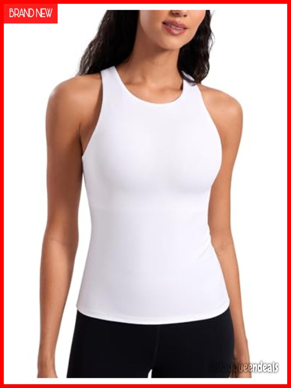 High Neck Built-in Bra Padded Tank Top Racerback Yoga Lounge Slim Fit